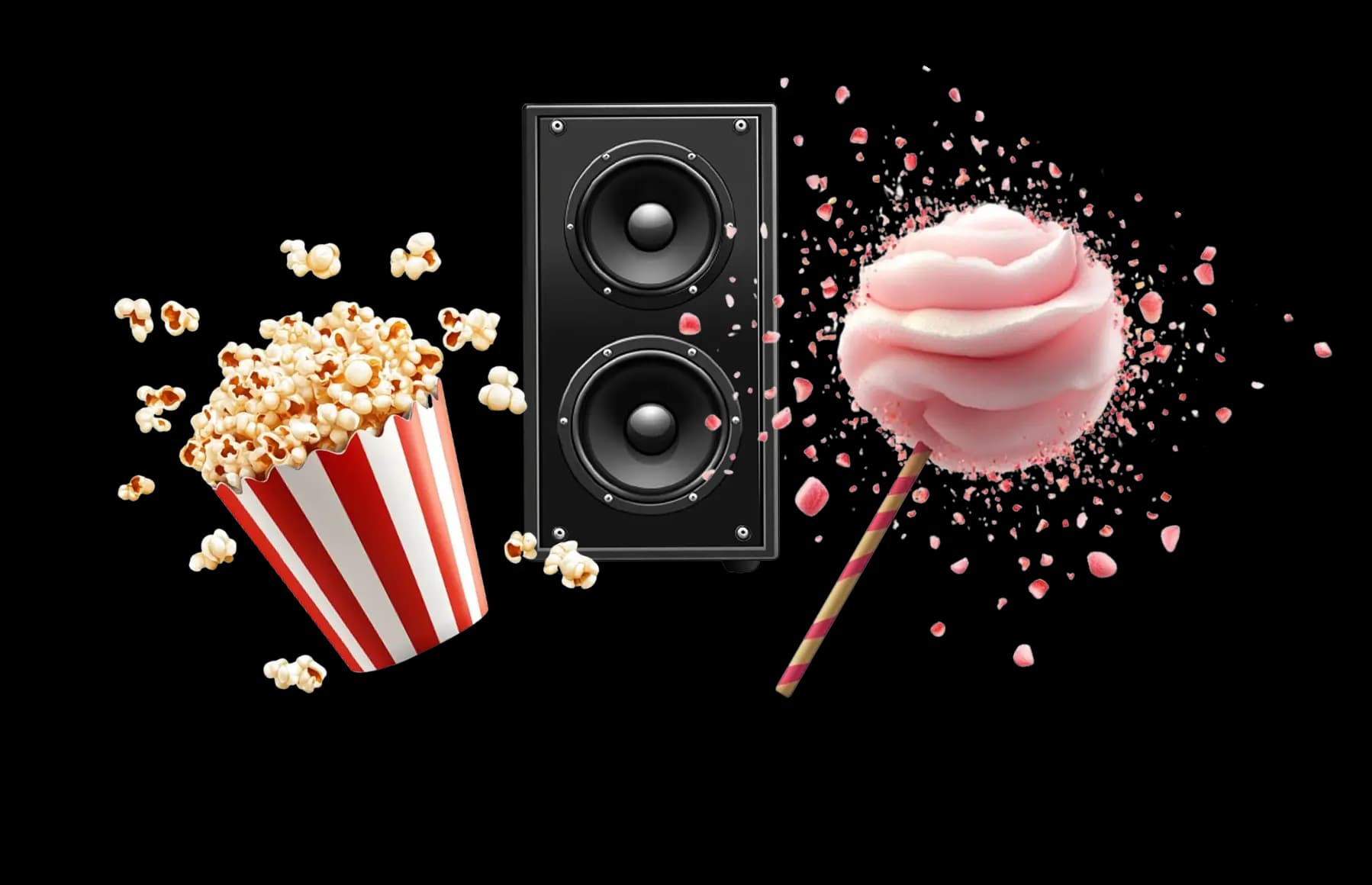 Głośniki, Wata Cukrowa, Popcorn